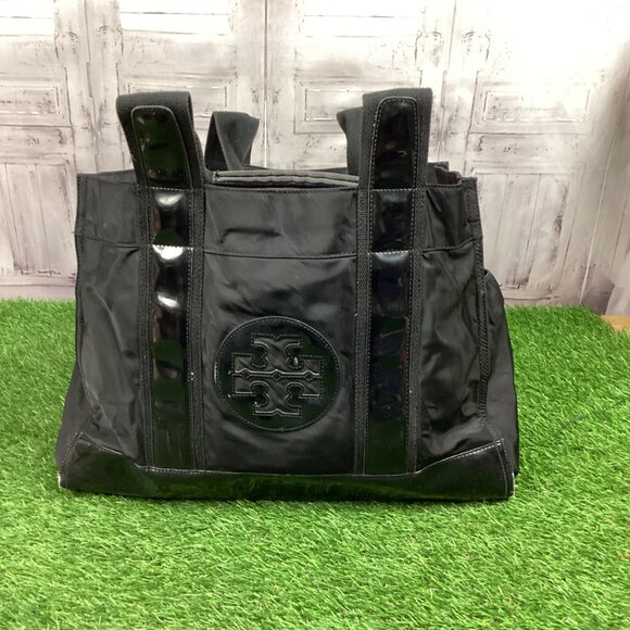 Tory Burch Black Nylon Patent Leather Tote Bag - Picture 16 of 16